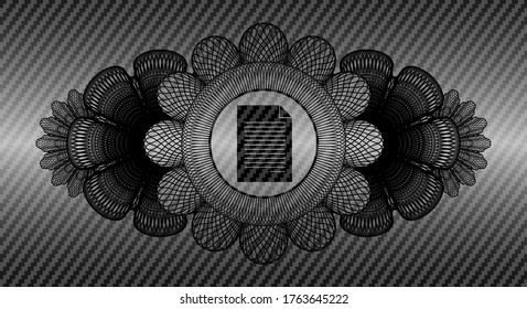 Devisendekoration Dokument Symbol in Kohlefaser-Abzeichen. Polymer-Textur-schicker Hintergrund. Künstlerische Illustration. 