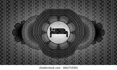 Decoración de moneda icono dormido dentro de una insignia realista abstracta oscura. Patrón de fondo de moda. Ilustración artística. 
