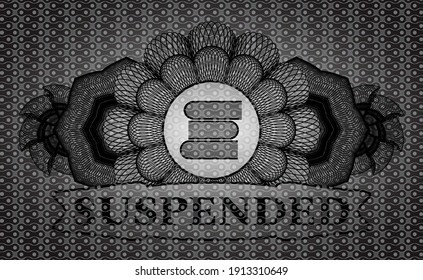 Currency decoration stack of books icon and Suspended text dark abstract realistic badge. Pattern graceful background. Intense illustration. 