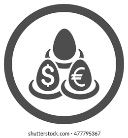 Currency Deposit Diversification rounded icon. Vector illustration style is flat iconic symbol, gray color, white background.