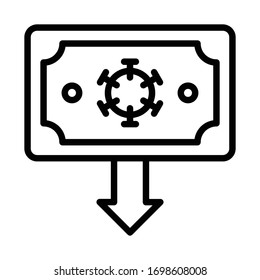 Currency devalue due to coronavirus concept vector icon design, Bankruptcy and financial crisis symbol on white background