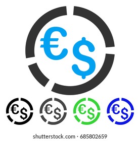 Currency Diagram flat vector icon. Colored currency diagram gray, black, blue, green pictogram versions. Flat icon style for graphic design.