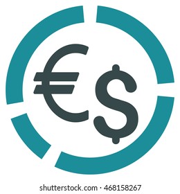 Currency Diagram icon. Vector style is bicolor flat iconic symbol with rounded angles, soft blue colors, white background.