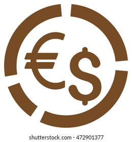Currency Diagram icon. Vector style is flat iconic symbol with rounded angles, brown color, white background.
