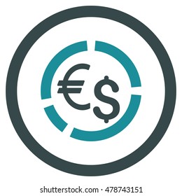 Currency Diagram rounded icon. Vector illustration style is flat iconic bicolor symbol, soft blue colors, white background.