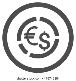 Currency Diagram rounded icon. Vector illustration style is flat iconic symbol, gray color, white background.