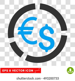 Currency Diagram vector icon. Image style is a flat blue and gray pictogram symbol.