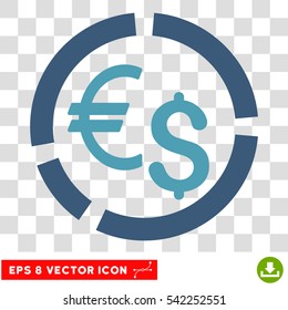 Currency Diagram vector icon. Image style is a flat cyan and blue iconic symbol.