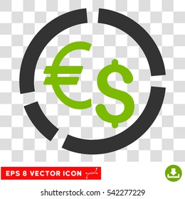 Currency Diagram vector icon. Image style is a flat eco green and gray pictograph symbol.
