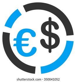 Currency Diagram vector icon. Style is bicolor flat symbol, blue and gray colors, rounded angles, white background.