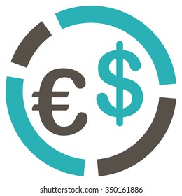 Currency Diagram vector icon. Style is bicolor flat symbol, grey and cyan colors, rounded angles, white background.