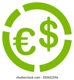 Currency Diagram vector icon. Style is flat symbol, eco green color, rounded angles, white background.