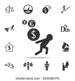 currency dizziness. currency floating around a persons icon. Detailed set of finance, banking and profit element icons. Premium quality graphic design. One of the collection icons on white background