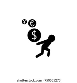 currency dizziness. currency floating around a persons icon. Finance elements. Premium quality graphic design. Simple icon for websites, web design, mobile app, info graphics on white background
