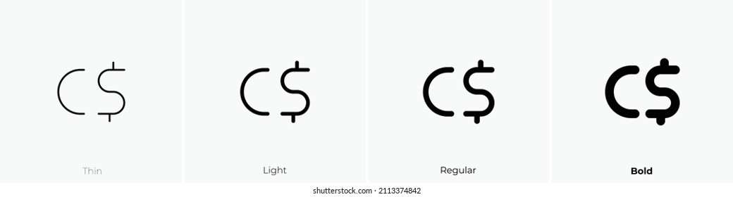 currency dollar canadian icon. Thin, Light Regular And Bold style design isolated on white background