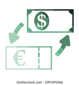 Currency dollar and euro exchange icon. Flat color design. Vector illustration.