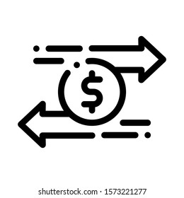 Currency Dollar Exchange Icon Vector. Outline Currency Dollar Exchange Sign. Isolated Contour Symbol Illustration