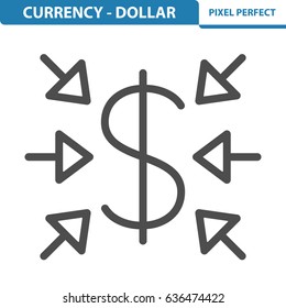 Currency - Dollar Icon. Professional, pixel perfect icons optimized for both large and small resolutions. EPS 8 format. 12x size for preview.
