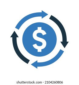 Währung, Dollar-Symbol. Einfaches bearbeitbares Vektordesign einzeln auf weißem Hintergrund.