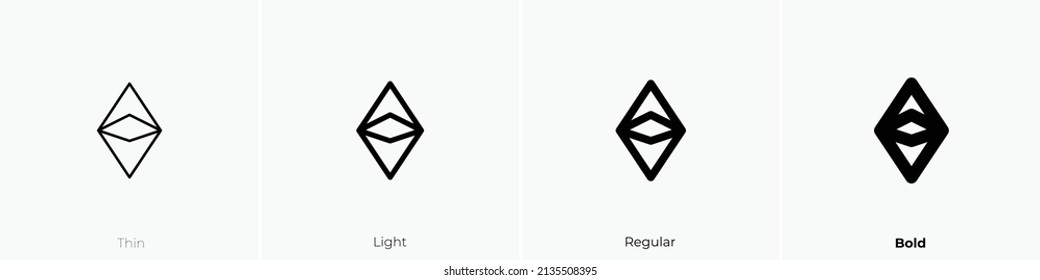 currency ethereum icon. Thin, Light Regular And Bold style design isolated on white background