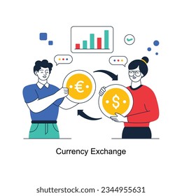 Currency Exchange abstract concept vector in a flat style stock illustration