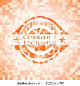 Currency Exchange abstract orange mosaic emblem