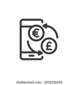 Currency exchange app for smartphones icon.