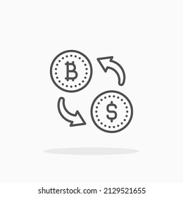 Currency Exchange Bitcoin Dollar Line Icon. Editable Stroke And Pixel Perfect. Can Be Used For Digital Product, Presentation, Print Design And More.