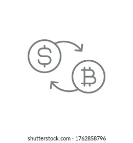 moneda de curso de cambio bitcoin dólar delgado línea delgada icono gris negocio dinero gestión de dinero moneda
