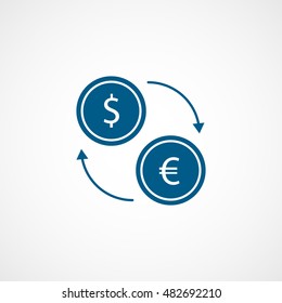 Currency Exchange Blue Flat Icon On White Background