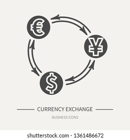 Currency exchange - business icon in flat style. Graphic design elements for ad, apps, website,packaging, poster or brochure. Vector illustration