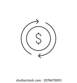 currency exchange, cash back icon line style graphic design vector