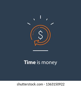 Currency exchange, cash back, quick loan, mortgage refinance, refund, insurance concept, fund management, business solution, finance service, return on investment, stock market, vector line icon