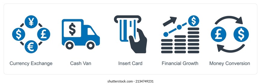 Currency Exchange And Cash Van Icon Concept