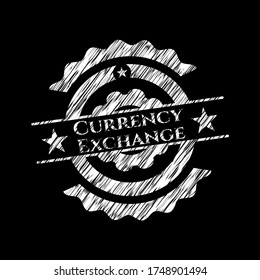 Emblema de tiza de cambio de moneda. Ilustración vectorial. Detallado. 