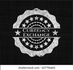 Currency Exchange chalkboard emblem on black board