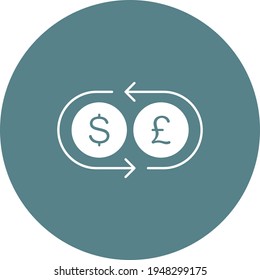 Cambio de moneda, cambio, flecha, imagen vectorial de icono del dólar. También se puede usar para la banca y las finanzas. Idóneo para aplicaciones web, aplicaciones móviles y medios impresos.