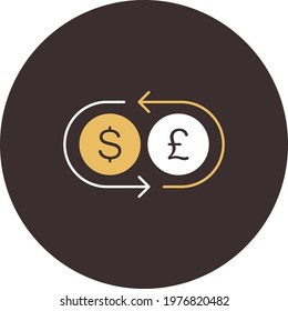 Currency exchange, change, arrow, dollar icon vector image. Can also be used for banking and finance. Suitable for use on web apps, mobile apps and print media.