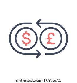 Currency exchange, change, arrow, dollar icon vector image. Can also be used for banking and finance. Suitable for use on web apps, mobile apps and print media.