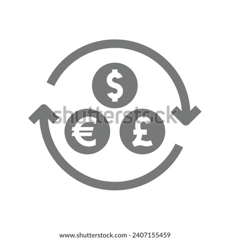 Currency exchange circle arrows. Euro, dollar and pound currencies vector icon.