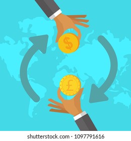 Currency exchange concept. Dollar to pound