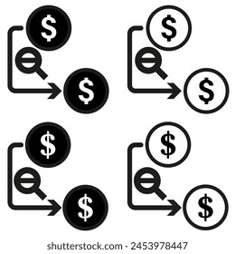 Currency exchange concept icons. Dollar and euro with arrows. Financial conversion symbol set. Vector illustration. EPS 10.