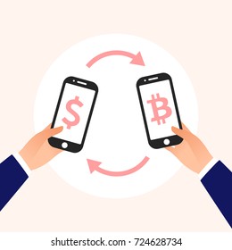 Currency exchange concept illustration. Vector flat.