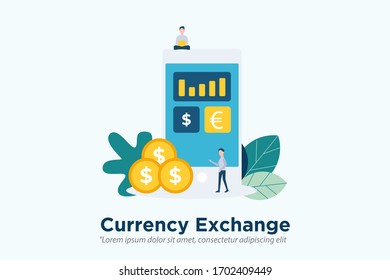 currency exchange concept illustration concept for web landing page template, banner, and presentation