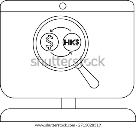 Currency Exchange Concept with Symbols of USD and HKD on Monitor Screen