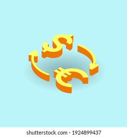 Currency exchange concept. vector illustration in isometric style. 3d currency exchange icon 