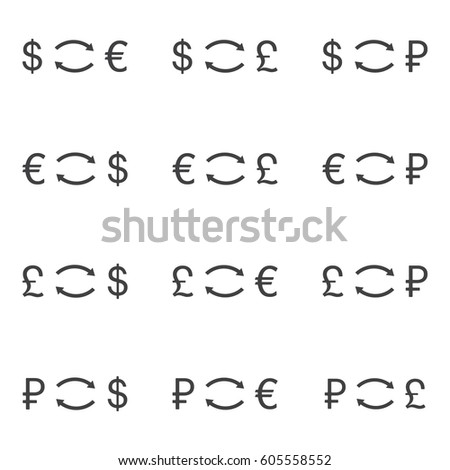 Currency Exchange Converter Icons Set Dollar Stock Vector Royalty - 