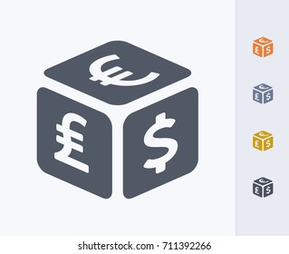 Currency Exchange Cube - Carbon Icons. A professional, pixel-aligned icon.  