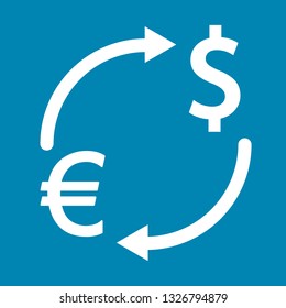 currency exchange, dollar and euro, blue background 