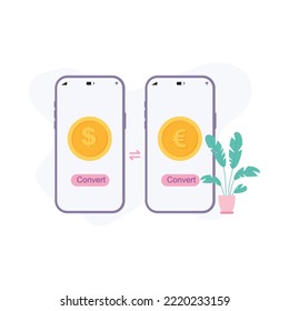 Currency Exchange dollar to euro concept flat design